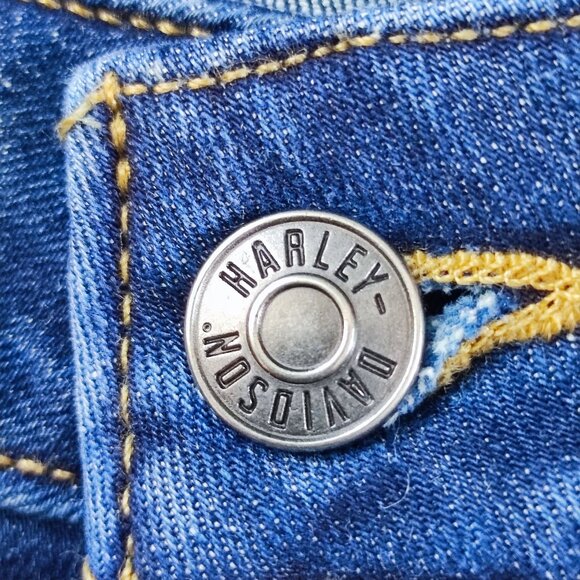Harley -Davidson jeans women's size 29 denim blue mid rise slim boyfriend - Picture 10 of 16